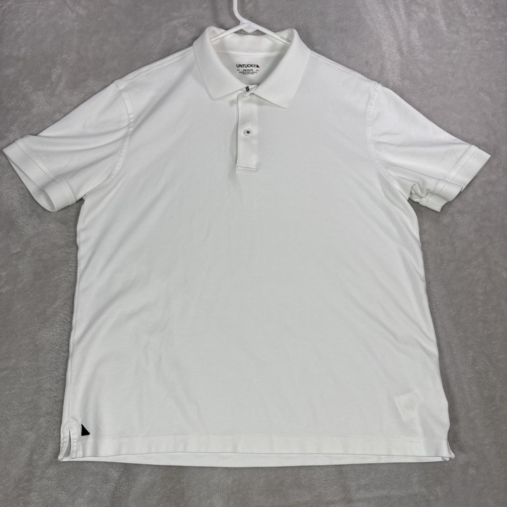 UNTUCKit Damaschino Polo Shirt Mens Medium White Cotton Short Sleeve 35510